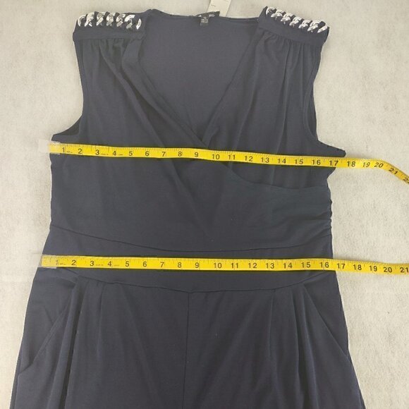 Spense Women's Navy Blue Drape Front Sleeveless Jumpsuit. Size 10 (NWT) - Picture 9 of 12